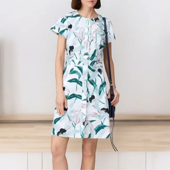 tory burch printed cotton shirt dress TORY BURCH Printed Cotton Poplin Shirt Dress Tory Burch